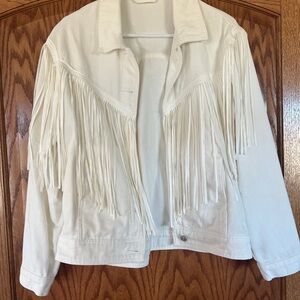 Women's White Fringe Jacket size Medium